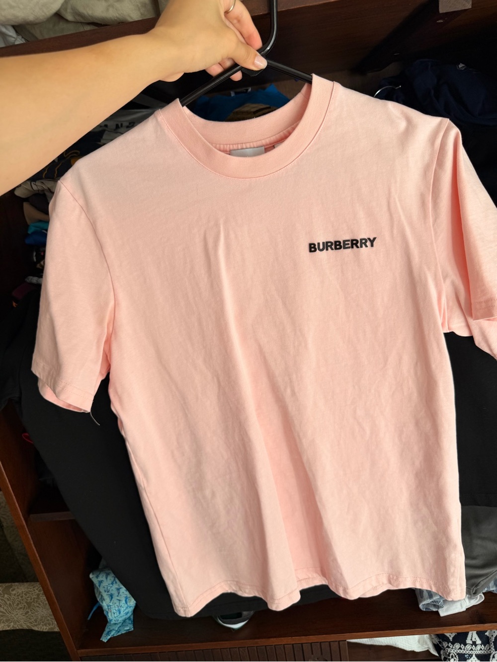 Burberry Light Pink Crewneck Tee with Black Logo
